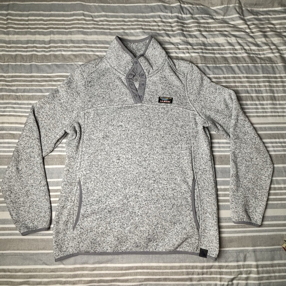 L.L. Bean Women's Medium Airlight Quilted 1/4 Snap Fleece Pullover Pewter Gray